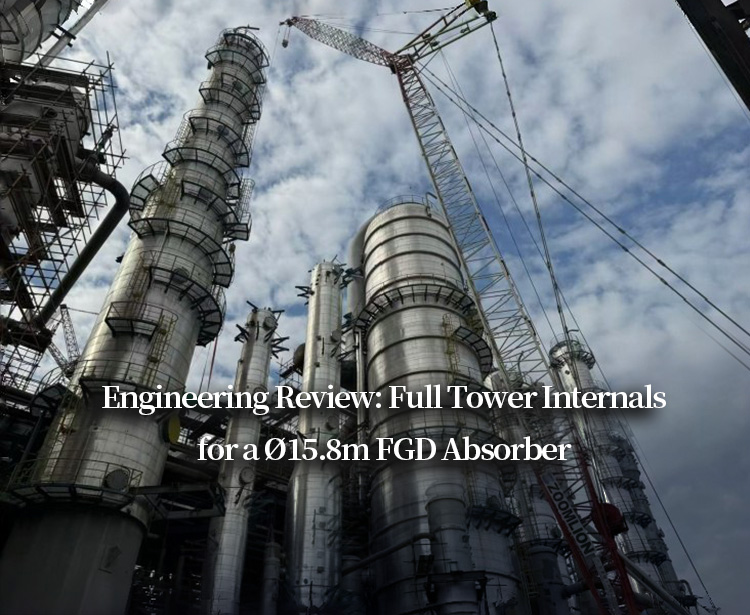 Analisi tecnica: Componenti interni completi della torre di un assorbitore FGD da Ø15,8 m