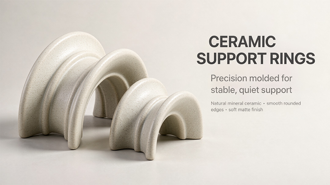 Ceramic Raschig rings in white chemical porcelain and metal Raschig rings in stainless steel side by side
